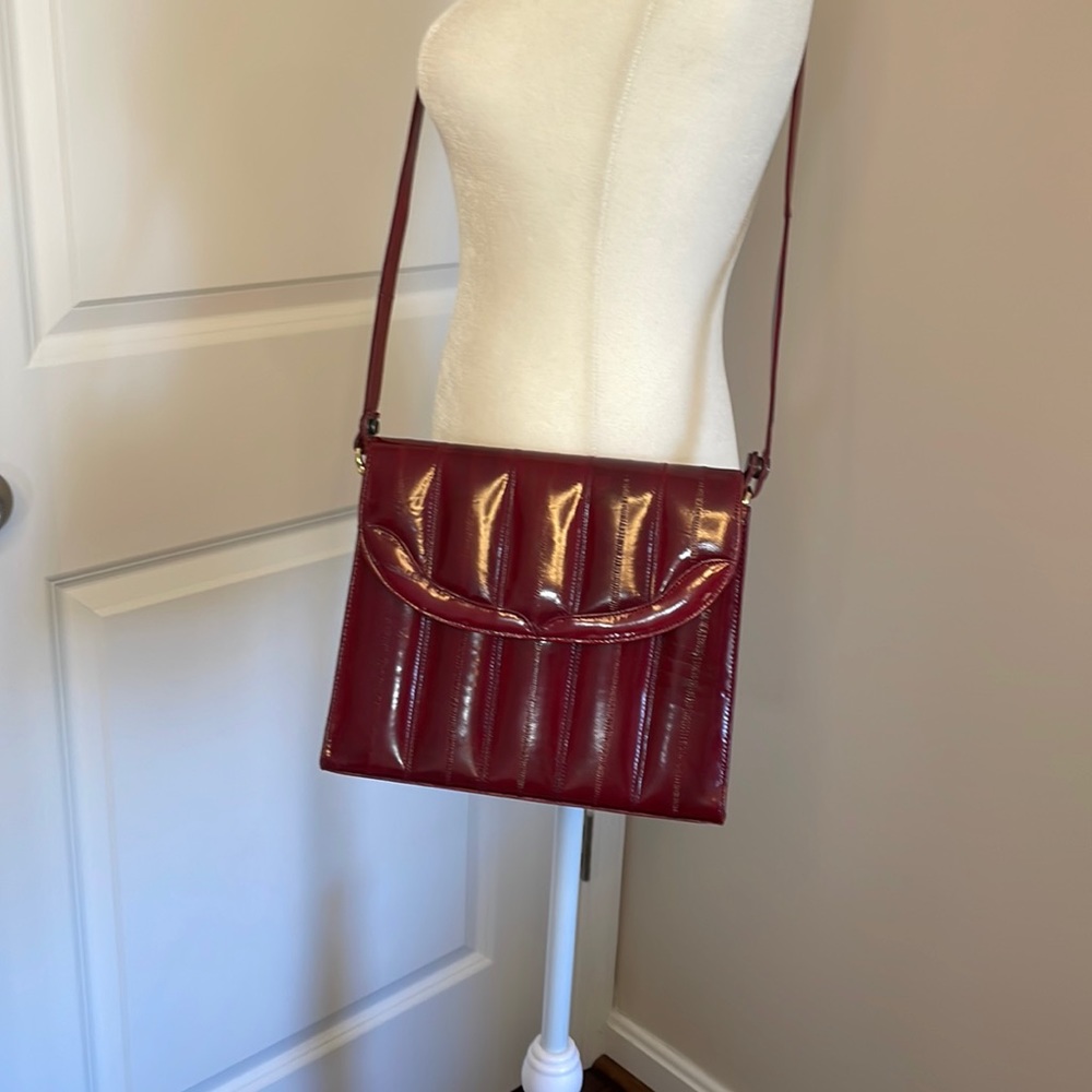 Burgundy eel skin purse